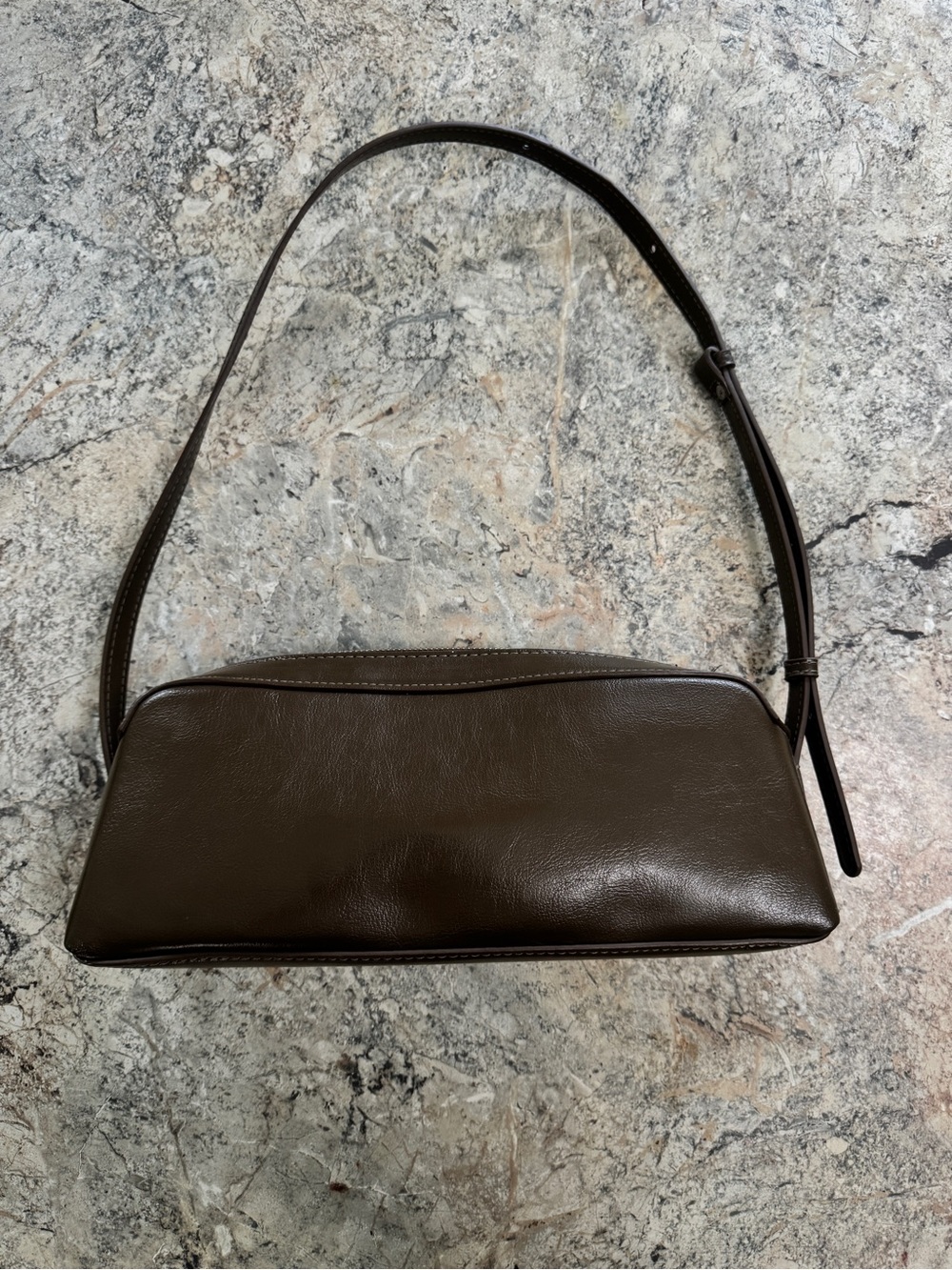 Zara Olive Leather Shoulder Bag